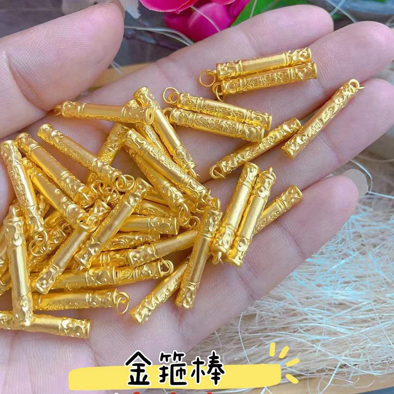 Hot Selling Gold Vajra Pendant 999 Pure Gold Men and Women Money Pixiu 3D Hard Gold Cylindrical Gold Hoop Necklace