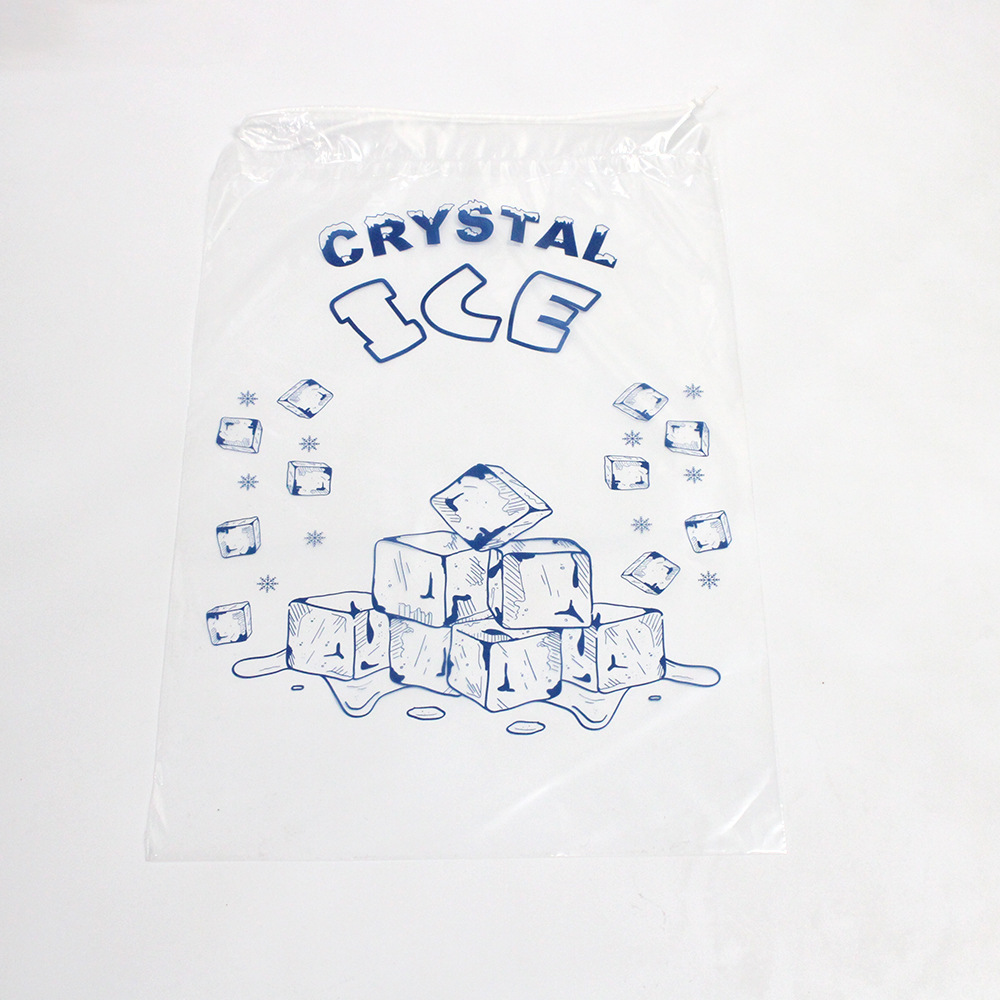 Amazon's Best-Selling Disposable Drawstring Ice Bag 3 Pounds Transparent Food Grade Pe Drawstring Ice Bag Ready for Sale