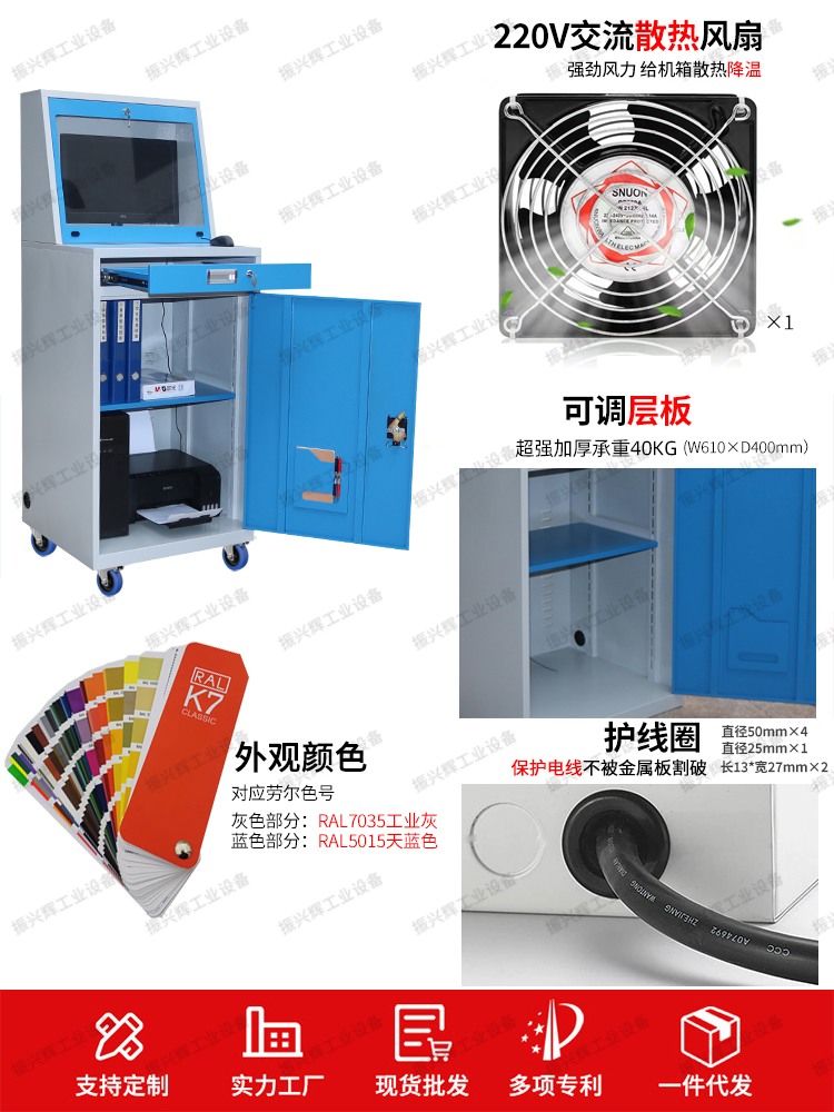 Multifunctional Industrial Computer Cabinet Cabinet Computer Console Dustproof Removable Detection Counter Type Thickened Industrial Control Cabinet