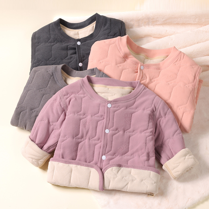 Winter Children's Cotton Coat for Boys and Girls, School Uniform Magic Anti-Cold Cotton Jacket with Fleece Lining, Thickened Student Inner Liner, Warm Long-Sleeve