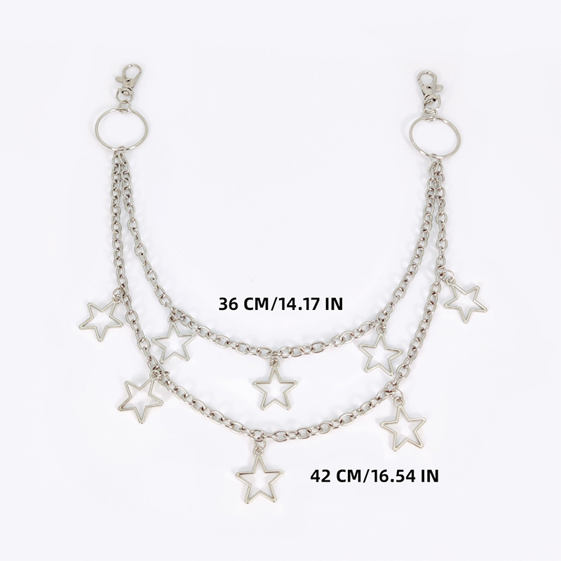 European and American New Jewelry Punk Rock Metal Five-Pointed Star Pendant Trouser Chain Versatile Hip-Hop Star Jeans Waist Chain