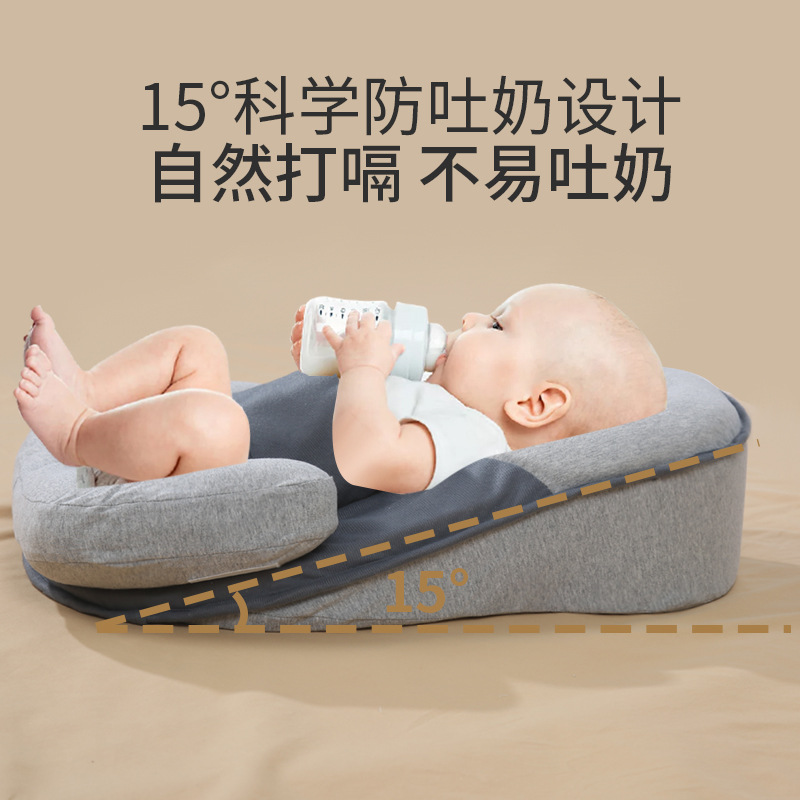 Anti-Overflow Milk Choking Pillow Newborn Pillow Baby Feeding Artifact Nursing Pillow Lying Feeding Baby Anti-Vomiting Slope Pad