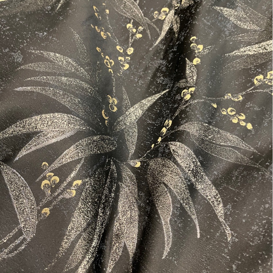 Factory new Chinese style black bamboo leaf jacquard handmade fabric cushion Tang suit Hanfu fabric new Chinese curtain