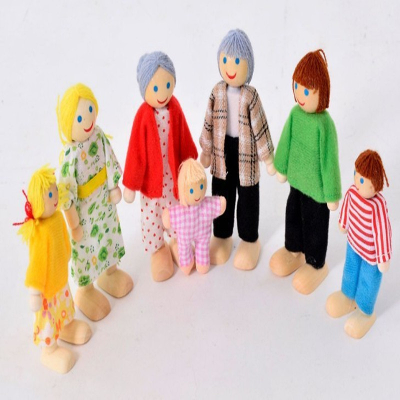 Cross-Border Japanese and Korean Wooden Dolls, Black, Amazon, Family, 6, 7 Mouths, Puppet Joints, Movable People