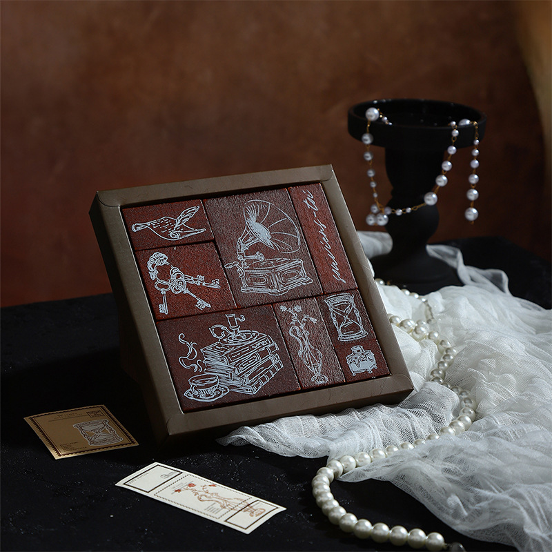 Набор деревянных печатей Ketchup Girl, бумажные сокровища, креативный материал для узоров, DIY декоративный справочник