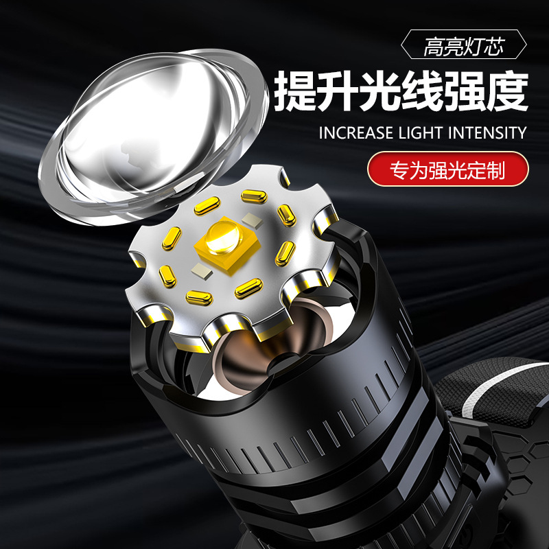 Factory wholesale head-mounted Type-c rechargeable outdoor fishing sensor light highlight P50 zoom led strong light headlight