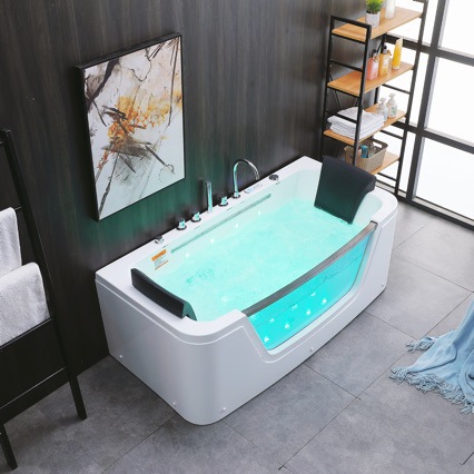 Surf Massage Waterfall Constant Temperature Home Couple Sea View Glass Freestanding Acrylic Bathtub 1. 41.8m