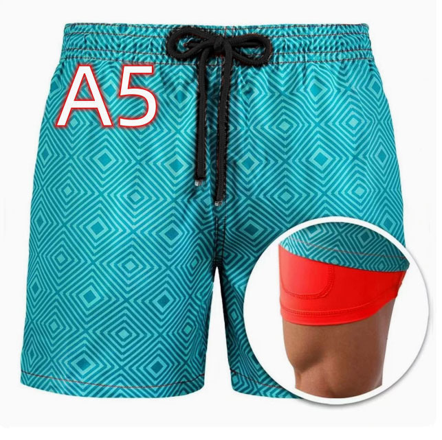 European and American Cross-Border 3D Digital Printing Men's Double-Layer Beach Pants Seaside Shorts Men's Casual Sports Double-Layer Shorts