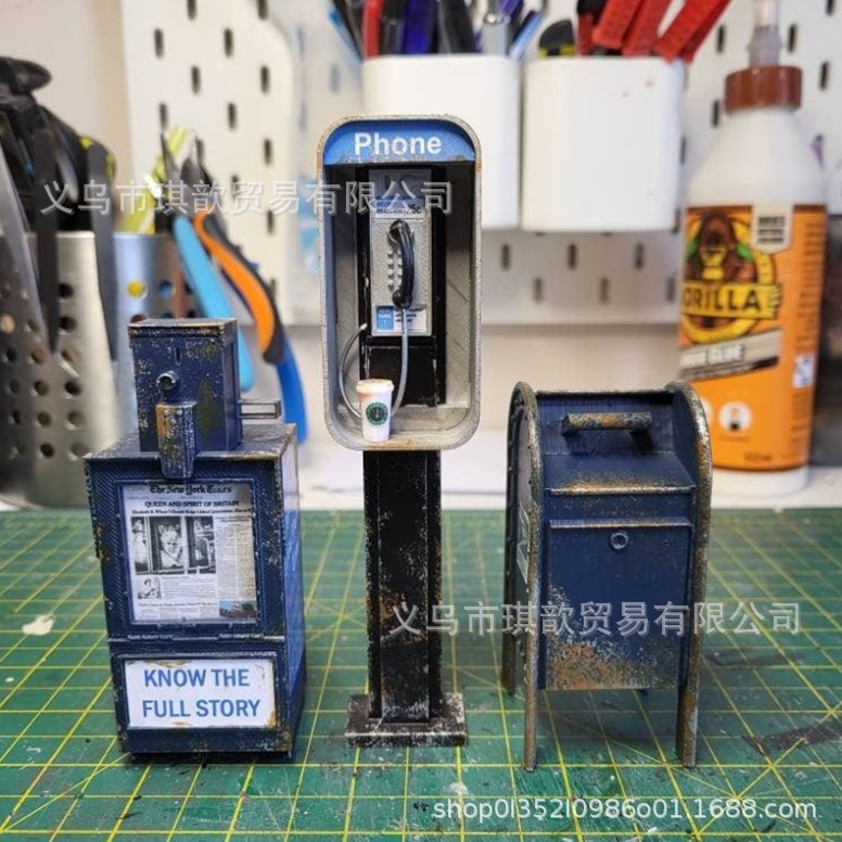 Кросс-бордерная новая миниатюра американского металлического телефонного аппарата масштаба 1:12, декорация для газет, оптовая продажа в наличии