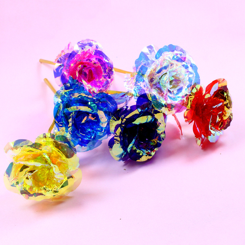 24K Gold Foil Color Gold Colorful Colorful Dazzling Rose Romantic Valentine's Day Gift for Wife and Girlfriend Birthday bouquet