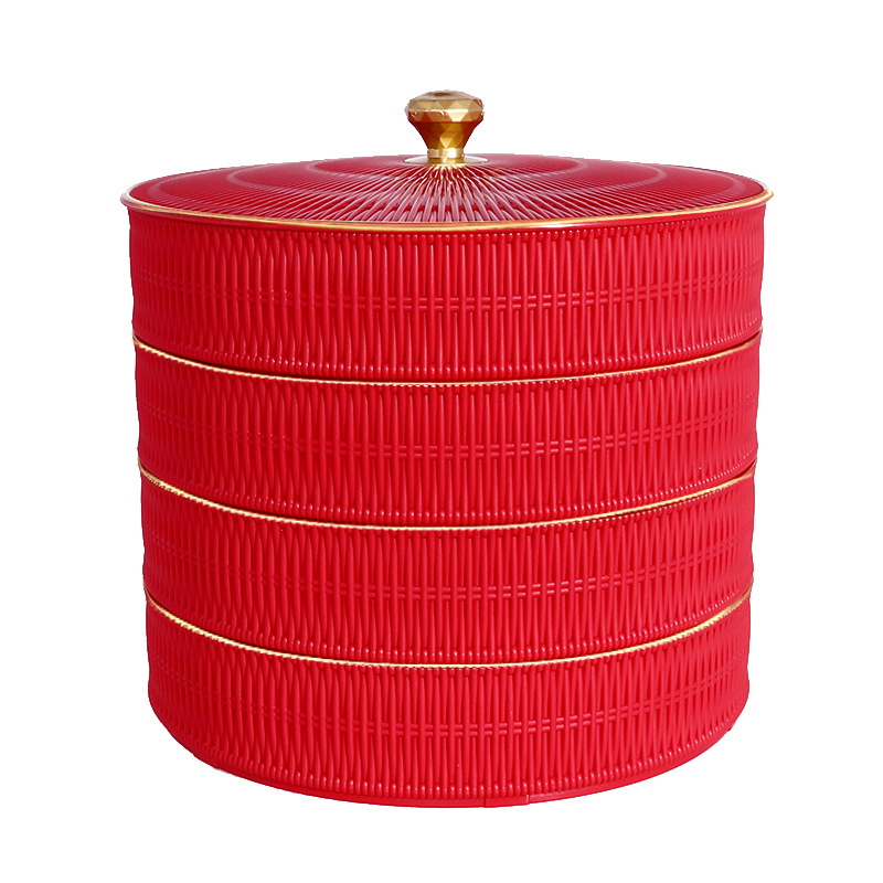 Four-compartment Festive Fruit Box with Lid Early Childbirth Wedding Pressbed Ornaments Wedding Dried Fruit Tray Tea Table Dried Fruit Storage Box