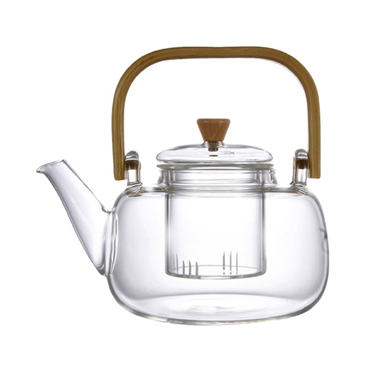 In-Stock Glass Teapot with Handle, Heat-Resistant Kettle for Boiling Water and Brewing Tea, Health-Preserving Teapot, Tea Brewing Device, 1000ml