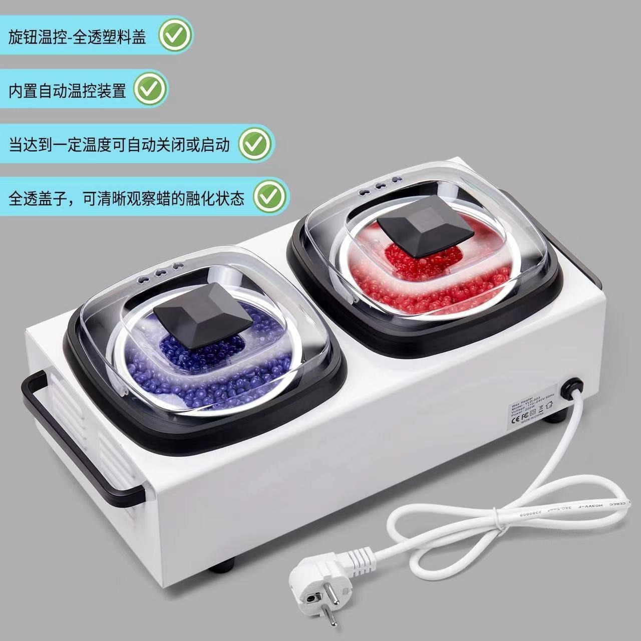 Double Pot Wax Melting Machine, Wax Therapy Machine, Beeswax Hair Removal Hot Wax Machine, Adjustable Thermostat, Beauty Wax Bean Machine, Beauty Hot Wax