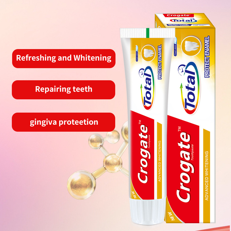 Crogate Full English Version Toothpaste Stain Removal Anti-Cavity Lemon Gum Protection Healthy Teeth Fresh Breath Cross-Border Wholesale Whitening