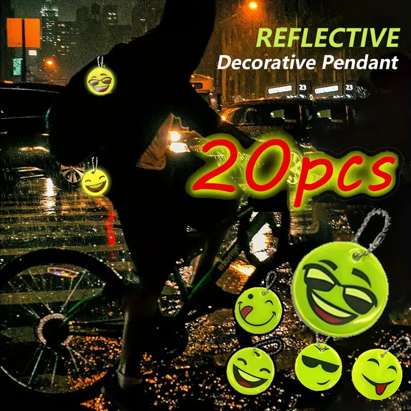 Кросс-бодерный ПВХ отражающий брелок с улыбающимся лицом, подвеска для рюкзака, багажа, ночное предупреждающее украшение, безопасная подвеска