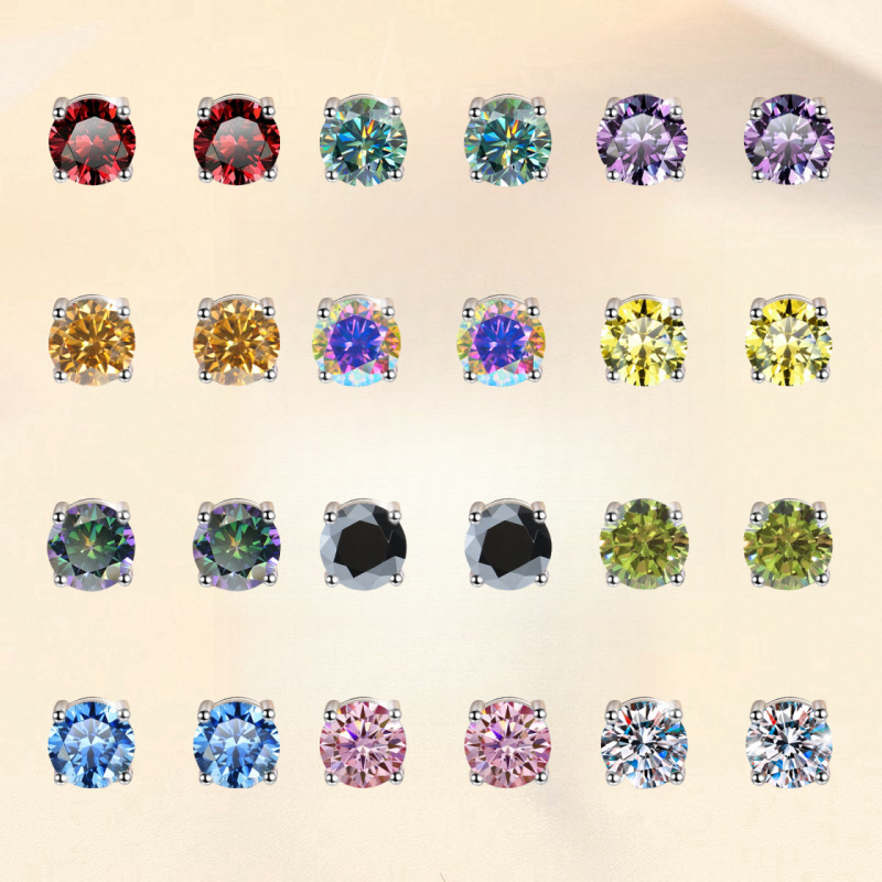 Серьги с четырьмя зажимами, стерлинговое серебро 925, имитация моиссанита, оптовая продажа