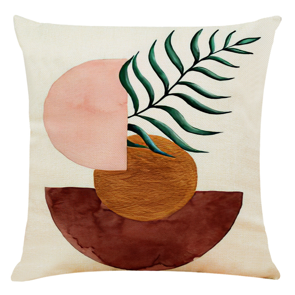 Cross-border Hot Amazon Explosions Linen Pillow Case Abstract Geometric Sofa Cushion Cotton and Linen Car Pillow