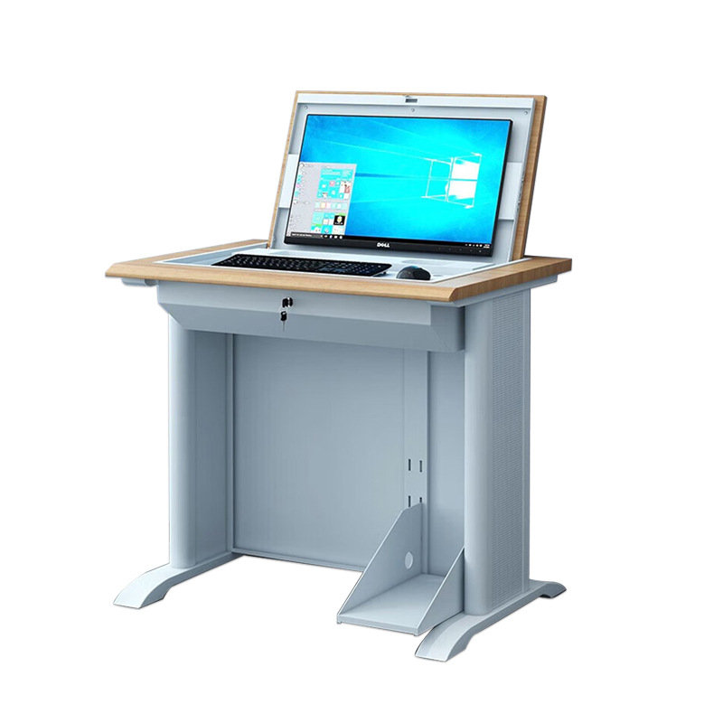 Flip Computer Desk School Multimedia Classroom Computer Room Training Table Single, Double and Three-Person Monitor Hidden Desk
