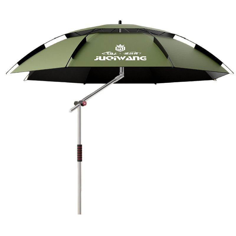 Fishing Umbrella New Large Fishing Umbrella Outdoor Camping Umbrella Mechanical Crutch Umbrella Thickened Black Rubber Sunscreen Sunshade Umbrella Wholesale