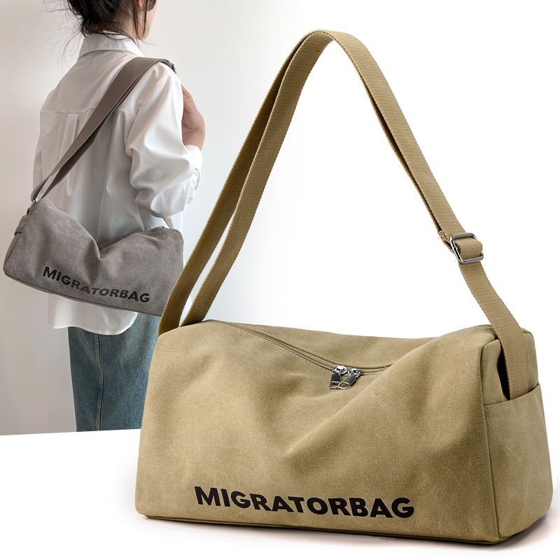 Casual Sports Bag for Men and Women, Single Shoulder Crossbody Bag, Thickened Canvas Bag, Large Capacity Short-Distance Luggage Storage Bag, Dropshipping