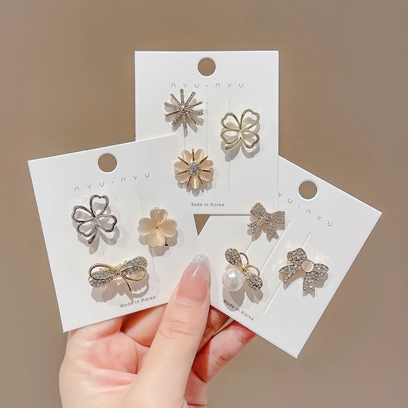 Bow Cat's Eye Brooch Female Cute Japanese Style Anti-Exposure Buckle Ins Trendy Personalized Pin Fixed Clothing Accessories