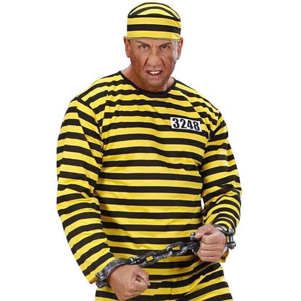 [Three-Piece Set] Halloween Prison Uniform Cos Costume Stripesd Short-Sleeved Pants for Men and Women Loose Niche Hat Set