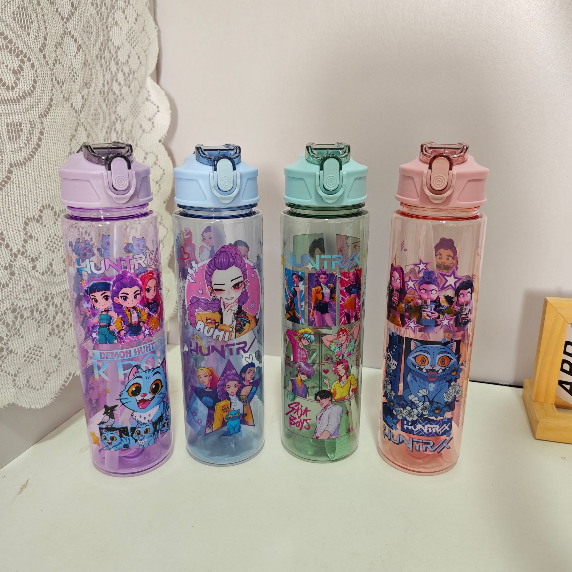 Кросс-бордерная торговля, мультяшный стакан для воды с соломкой, большой объем, прозрачный пластиковый стакан для воды, космический стакан