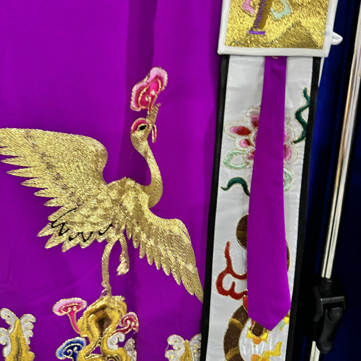 Taoist Clothing Full Gold Five Cranes Crape Myrtle Qiongtai Taoist High-level Merit Coat Drop Coat Multi-color Optional Taoist Robe Purple