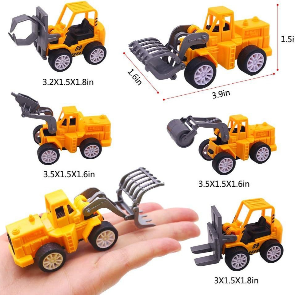 Cross-border mini engineering vehicle toy simulation engineering vehicle model birthday cake ornaments play house excavator toys