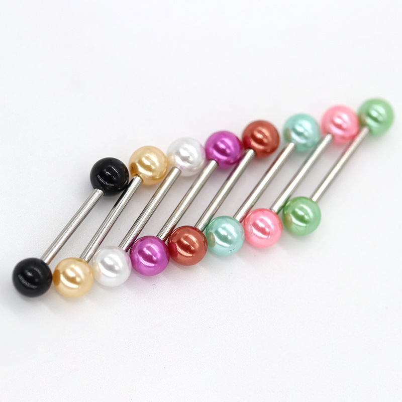 Acrylic imitation pearl tongue nail milk nail color piercing jewelry pearl manufacturers in stock wholesale pink tongue nail replacement