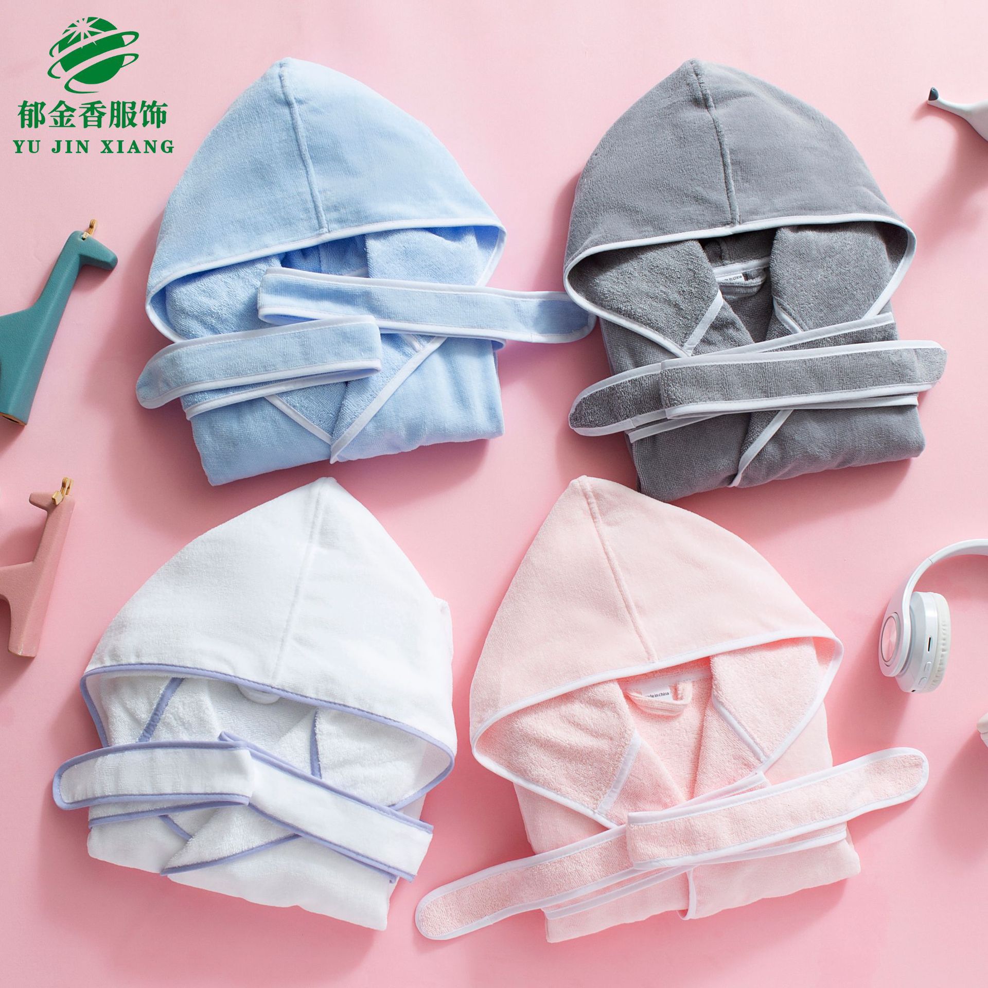 Children's bathrobe cotton cut velvet hooded baby nightgown absorbent all-inclusive hotel bath towel wholesale
