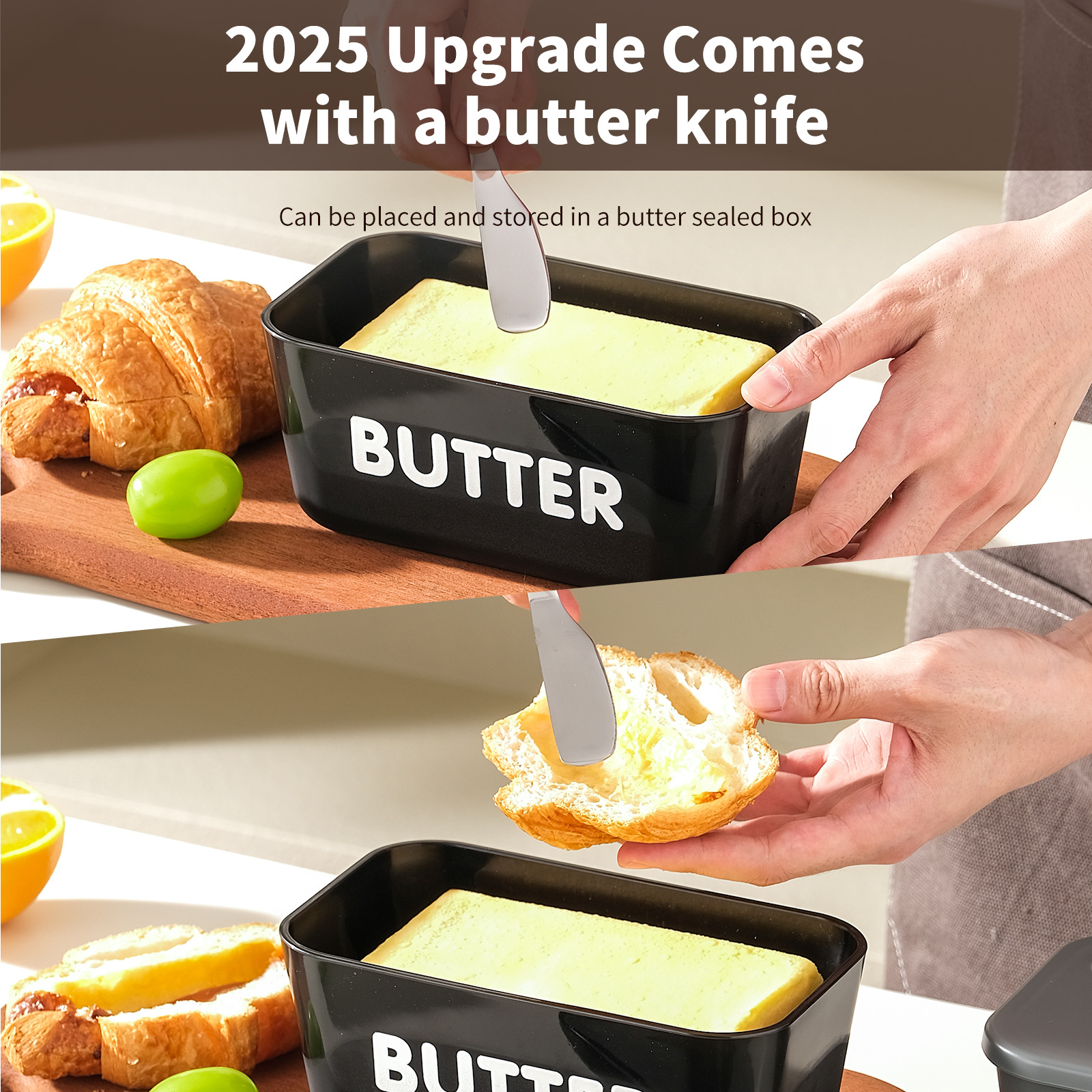 Amazon Butter Box with Knife Large Capacity Food Grade Pp Cheese Box Refrigerator Butter Storage Box Butter Dish