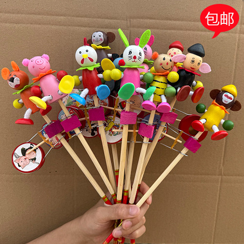 Бесплатная доставка, оптовая продажа деревянного барабана, куклы-рука, игрушки для ярмарки