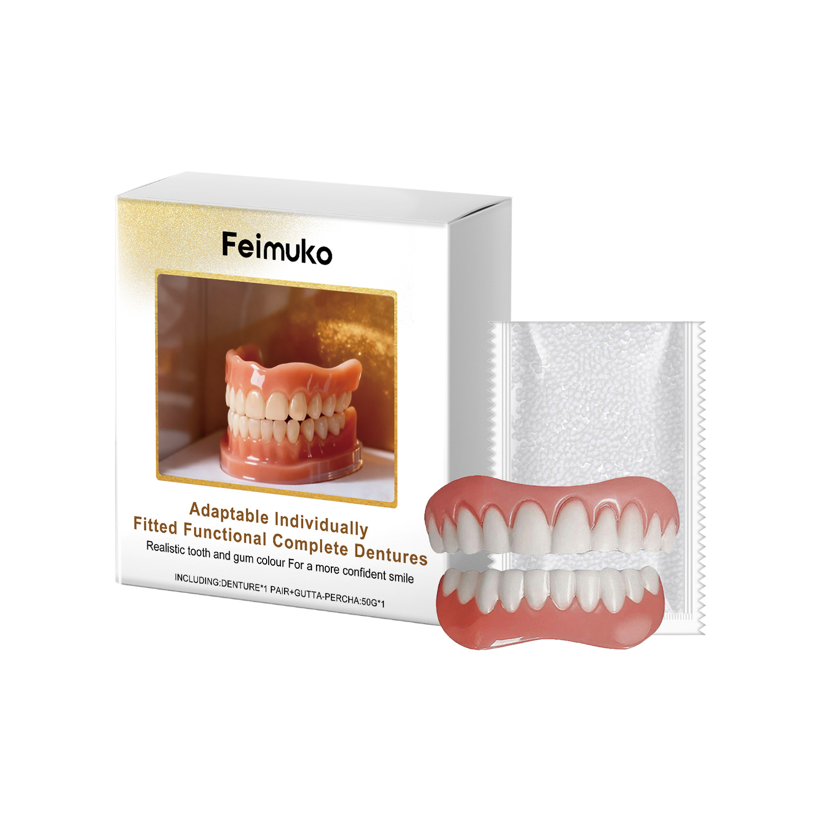 Feimuko Denture Modification Set Denture Modification Set Improves Smile Aesthetic Appearance Plaid Material Denture