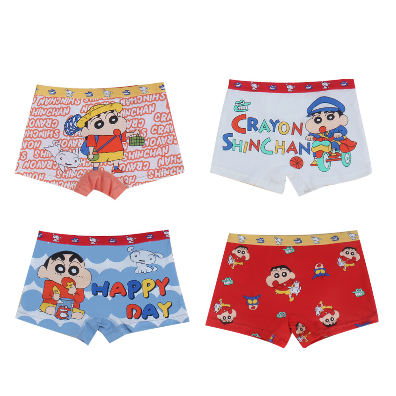 Children's Cotton Underwear Boys' Four-Corner Boxer Underwear Seamless Breathable Cotton Class A Cartoon Small, Medium and Large Children Without P