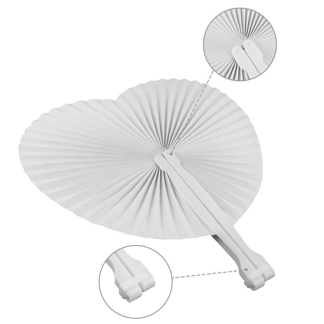 Cross-border supply White love heart-shaped paper fan blank heart-shaped small round fan round fan folding fan advertising fan