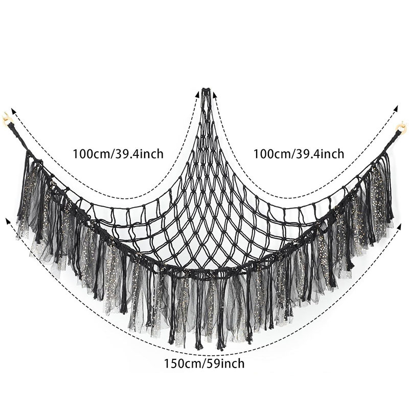 Cross-Border Hot Selling Ribbon Triangle Toy Net Bag Toy Storage Hammock Bedroom Corner Toy Doll Storage Net