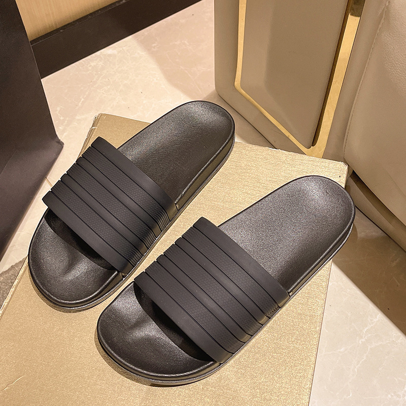 Korean-style Couple Classic Three-bar Summer Casual Soft Bottom Sandals and Slippers Internet Trendy Men's Outwear Sandals and Slippers Beach Shoes