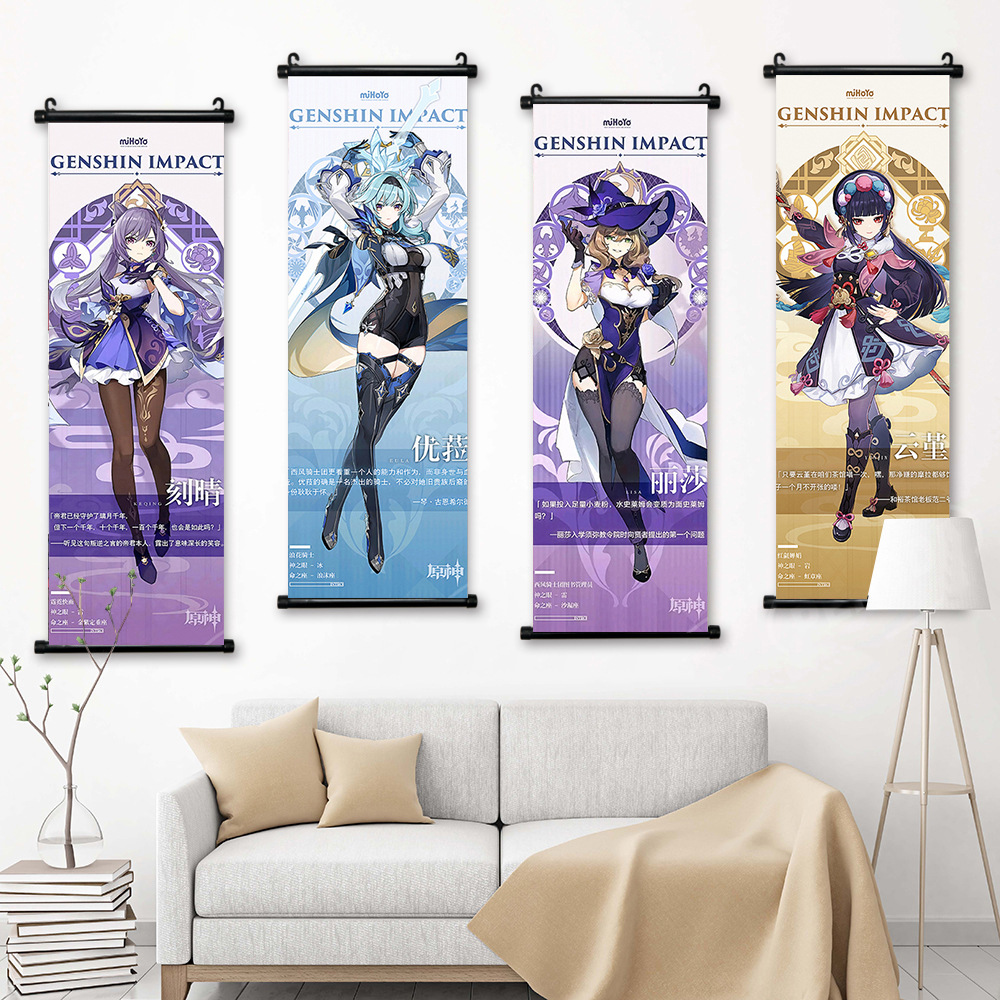 Factory Direct Sales Animation High-Definition Cartoon Scroll Painting Custom Star Poster Two-Dimensional Comic Exhibition Peripheral Decorative Painting