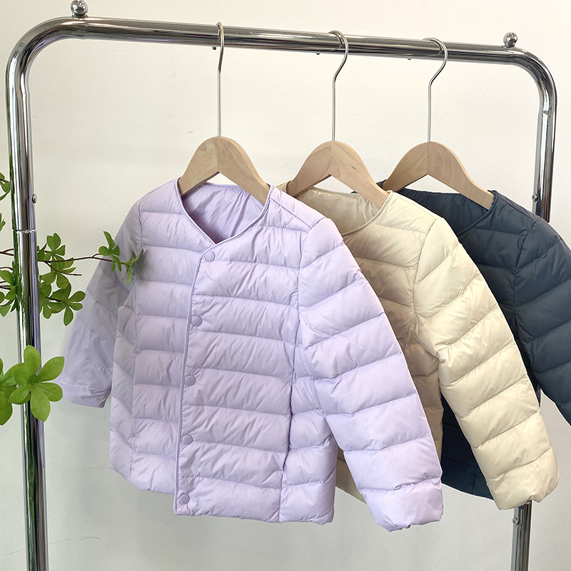 Cross-border Pinghu children's lightweight down jacket liner outer wear 2023 Winter medium and large Children girls baby white duck down