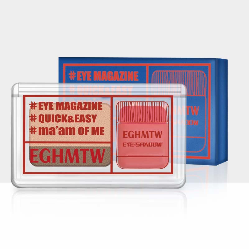 No-Makeup Lazy Seal Eye Shadow Two-Color Gradient Elastic Eye Shadow with Brush Matte Beginners Long-Lasting Waterproof and Sweat-Proof