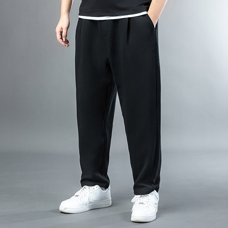 74846-Pure-Black-732 High Waist Small Feet Straight-Leg Trousers Mcvilly Men's Fat Man Casual Plus Size