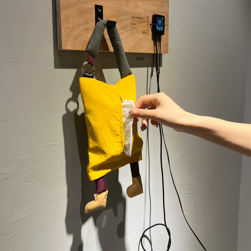 Beautiful Element Hanging Car Inner Tissue Storage Bag Cute Decoration Home PU Small Feet Tissue Box New