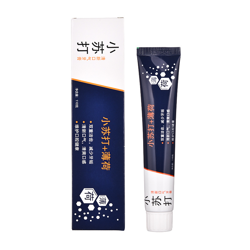 110g Douyin Popular Mint Baking Soda Toothpaste Fresh Breath Refreshing Yellow Stain Removal Toothpaste Home Wholesale