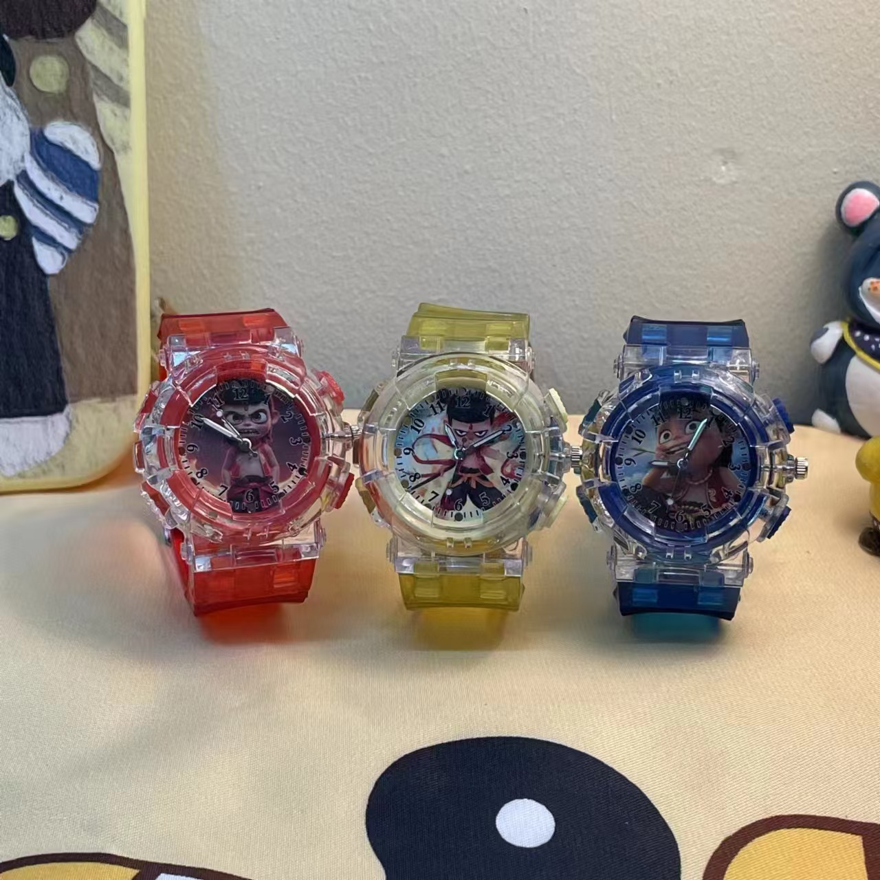 New Cute Nezha Third Prince Ao Bing Colorful Luminous Children's Cartoon Luminous Primary School Boys and Girls Watch