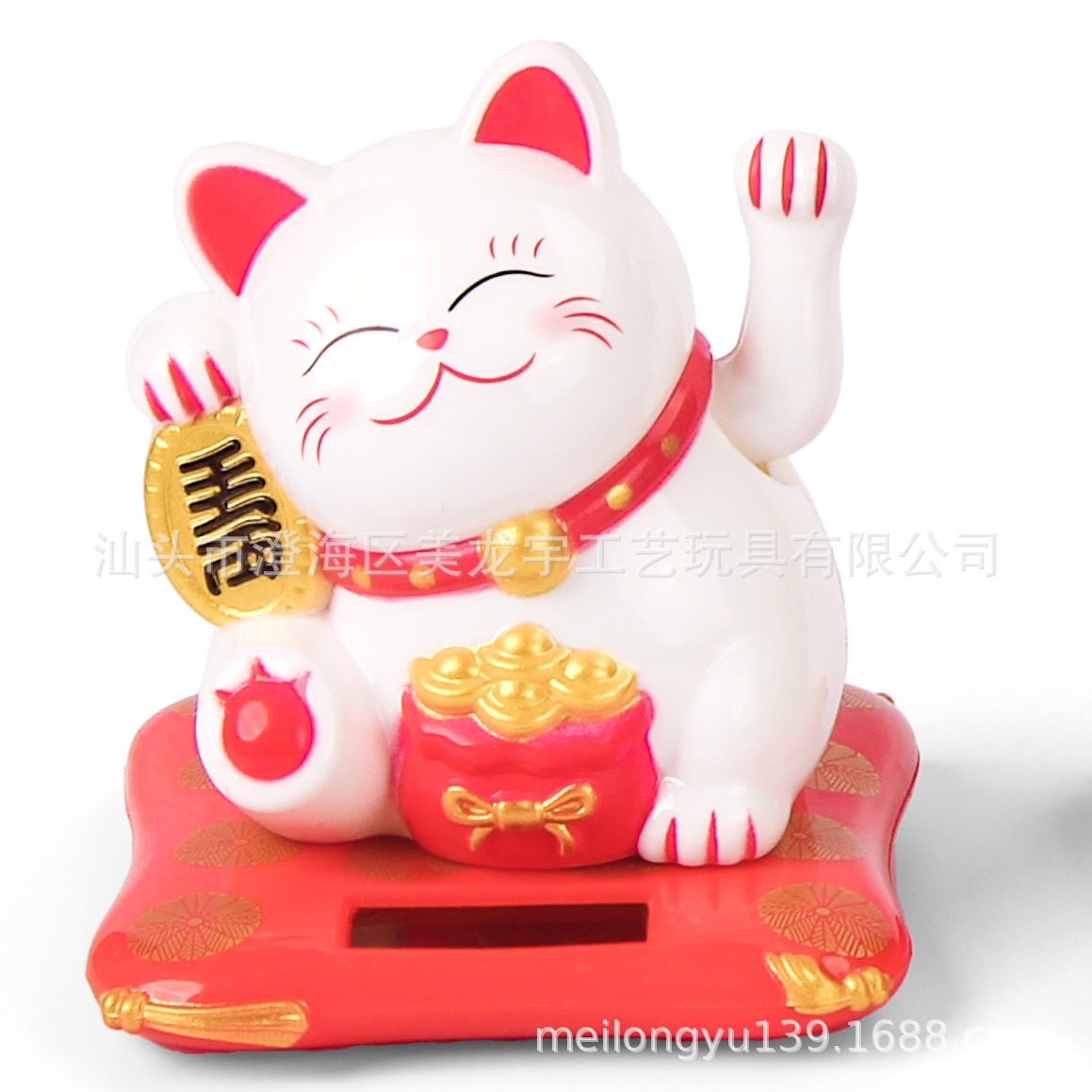2.5inch Solar Automatic Waving Fortune Cat Wholesale Waving Lucky Bag Cat Shop Cashier Opening Gift Ornament