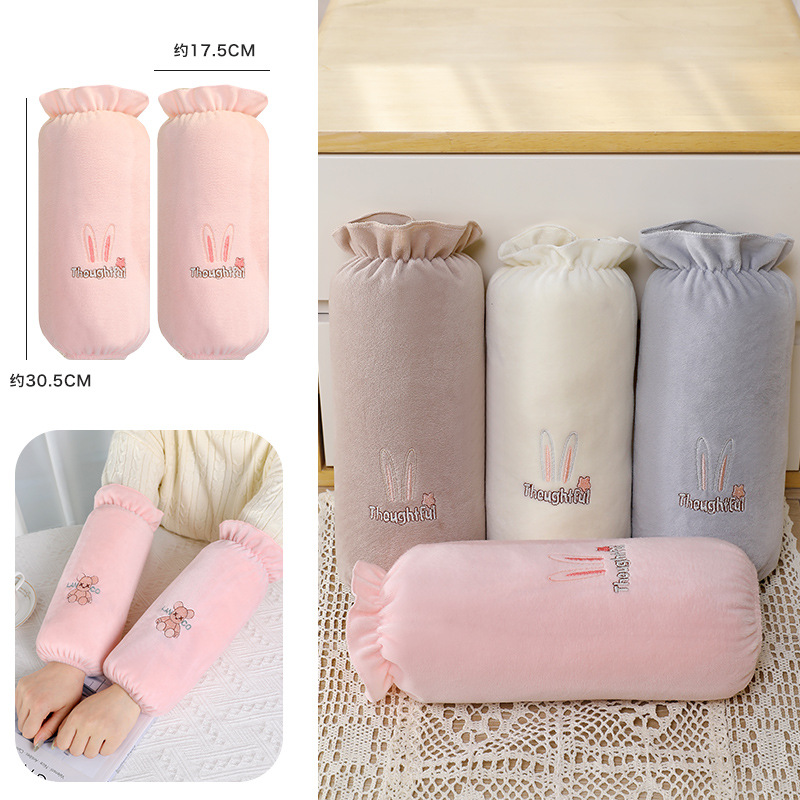 2025 New Cartoon Long Sleeves Autumn and Winter Women's Office Anti-Fouling Sleeves Cute Velvet Anti-Dirty Sleeves