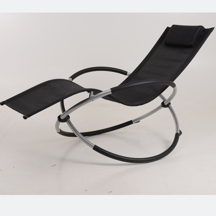 Factory Direct Sales Iron Outdoor Double Circle Rocking Chair Planet Rocking Chair Beach Garden Leisure Lounge Chair