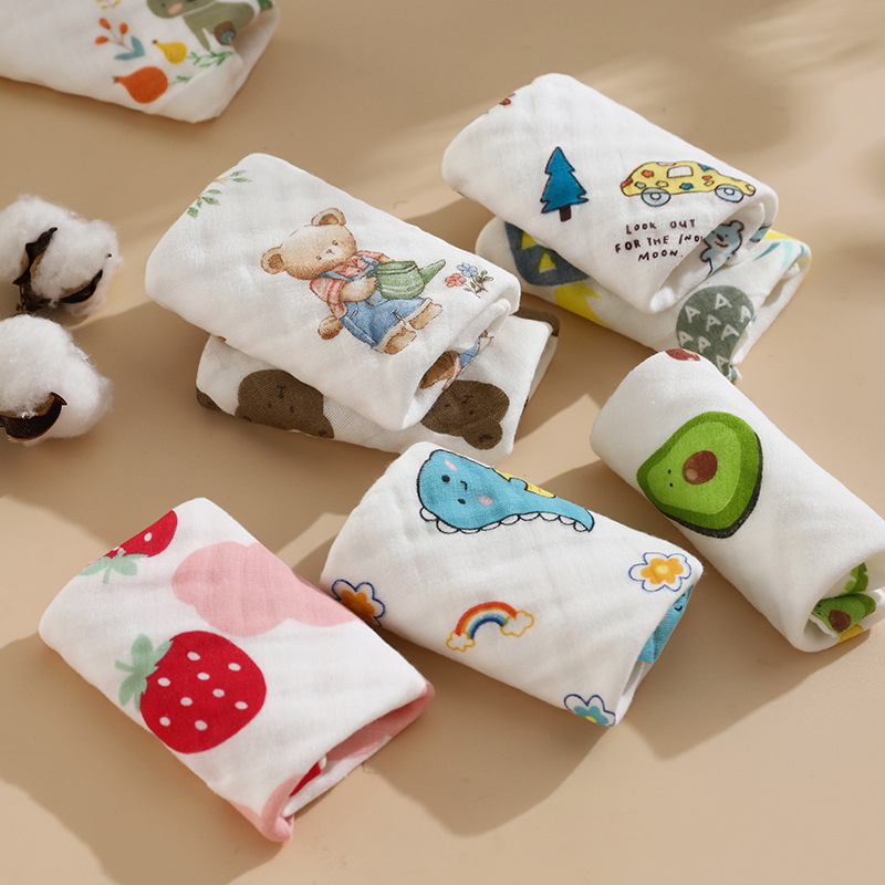 Pure Cotton Six-Layer Gauze Small Towel, Newborn High-Density Bubble Gauze Children's Towel, Kindergarten Face Towel, Saliva Towel, Square Towel