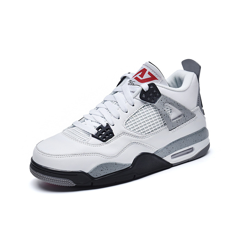Wholesale Pure Original Aj4 Men's and Women's Shoes from the Source Factory in Putian, White Cement Sports Basketball Shoes, Breathable and Height-Increasing